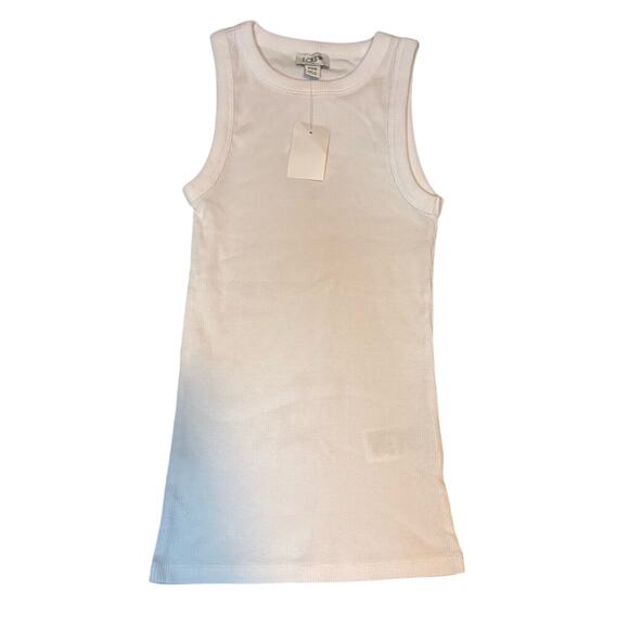 NWT J.Crew Factory White Ribbed High Neck Tank Top XXS Cotton Blend - Picture 2 of 5